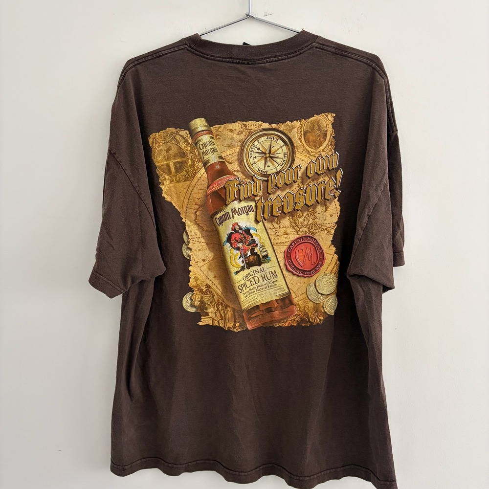 Captain Morgan Spiced Rum Find Your Own Treasure Graphic T Shirt Brown Mens XL